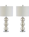 Set of Two 27" Silver Novelty Table Lamps With Drum Shades