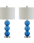 Set of Two 27" Silver Novelty Table Lamps With Drum Shades