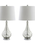 Set of Two 26" Silver Novelty Table Lamps With Drum Shades