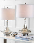 Set of Two 26" Silver Novelty Table Lamps With Drum Shades