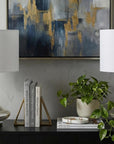 Set of Two 26" Silver Novelty Table Lamps With Drum Shades