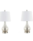 Set of Two 21" Nickel Gourd Table Lamps With Empire Shades