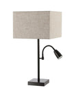 Set of Two 26" Antiqued Bronze Swing Arm Table Lamps With Square Shades