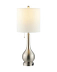 Set of Two 24" Nickel Gourd Table Lamps With Drum Shades