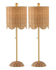 Set of Two 28" Brown Table Lamps With Drum Shades