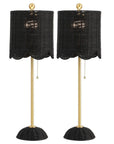 Set of Two 28" Black Table Lamps With Drum Shades