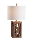Set of Two 22" Brown Table Lamps With Drum Shades