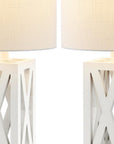 Set of Two 22" White Table Lamps With Drum Shades