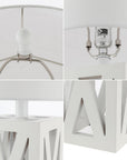 Set of Two 22" White Table Lamps With Drum Shades