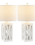 Set of Two 22" White Table Lamps With Drum Shades