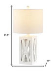 Set of Two 22" White Table Lamps With Drum Shades