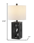 Set of Two 22" Black Table Lamps With Drum Shades