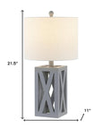 Set of Two 22" Gray Table Lamps With Drum Shades