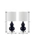 Set of Two 22" Silver Gourd Table Lamps With Drum Shades