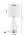 Set of Two 22" Clear And Silver Double Gourd USB Lamps With Drum Shades
