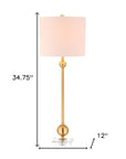 Set of Two 35" Clear And Brass Table Lamps With Drum Shades