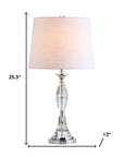 Set of Two 26" Clear And Silver Novelty Table Lamps With Drum Shades