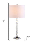 Set of Two 27" Clear And Silver Bedside Lamps With Drum Shades