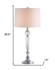 Set of Two 31" Clear And Silver Table Lamps With Drum Shades