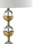Set of Two 28" Gold Round Bedside Lamps With Drum Shades