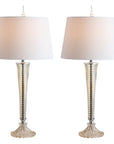 Set of Two 32" Champagne Urn Buffet Lamps With Globe Shades