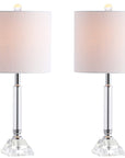 Set of Two 20" Clear Table Lamps With Drum Shades
