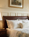 Set of Two 22" White Blue And Gold Urn Table Lamps With Empire Shades