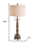 34" Brown Novelty Table Lamp With Drum Shade