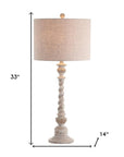 33" White Table Lamp With Drum Shade