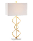 32" White Geometric Table Lamp With Shade