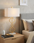 32" White Geometric Table Lamp With Shade
