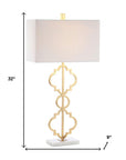 32" White Geometric Table Lamp With Shade