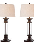 Set of Two 32" Bronze Novelty Table Lamps With Empire Shades