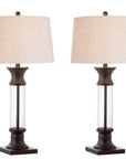 Set of Two 32" Bronze Novelty Table Lamps With Empire Shades