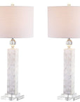 Set of Two 32" Clear Novelty Table Lamps With Drum Shades