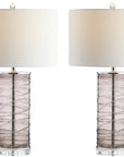 Set of Two 28" Mauve Table Lamps With Drum Shades