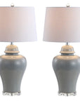 Set of Two 27" Clear Novelty Bedside Lamps With Empire Shades