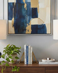 Set of Two 22" Navy Blue And Silver Gourd Bedside Lamps With Drum Shades