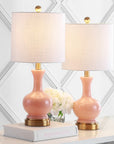 Set of Two 22" Gold Novelty Table Lamps With Drum Shades