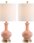 Set of Two 22" Gold Novelty Table Lamps With Drum Shades