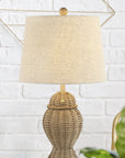 Set of Two 21" Light Brown Urn Table Lamps With Empire Shades