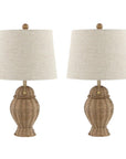 Set of Two 21" Light Brown Urn Table Lamps With Empire Shades