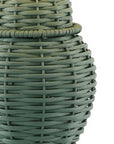 Set of Two 21" Green Urn Bedside Lamps With Empire Shades