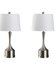 Set of Two 26" Nickel Novelty Table Lamps With Empire Shades