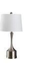 Set of Two 26" Nickel Novelty Table Lamps With Empire Shades