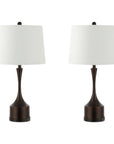 Set of Two 26" Antiqued Bronze Novelty USB Table Lamps With Empire Shades
