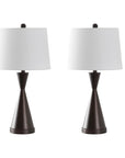 Set of Two 26" Antiqued Bronze Novelty Table Lamps With Empire Shades