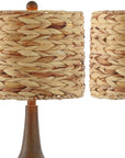 Set of Two 21" Dark Brown Gourd Bedside Lamps With Drum Shades