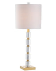 Set of Two 29" Clear And Brass Novelty Table Lamps With Drum Shades