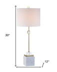 Set of Two 30" White Table Lamps With Drum Shades